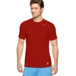 nike pro combat men's S dri-fit short sleeve t-shirt red fitted stretch gym run